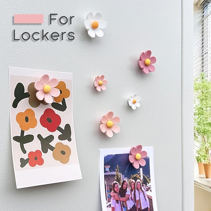18 pcs - Cute Flower Magnet, Girl Pink Magnet for Fridge and Locker, Whiteboard, and Decoration(18 pcs - Flower-Pink
