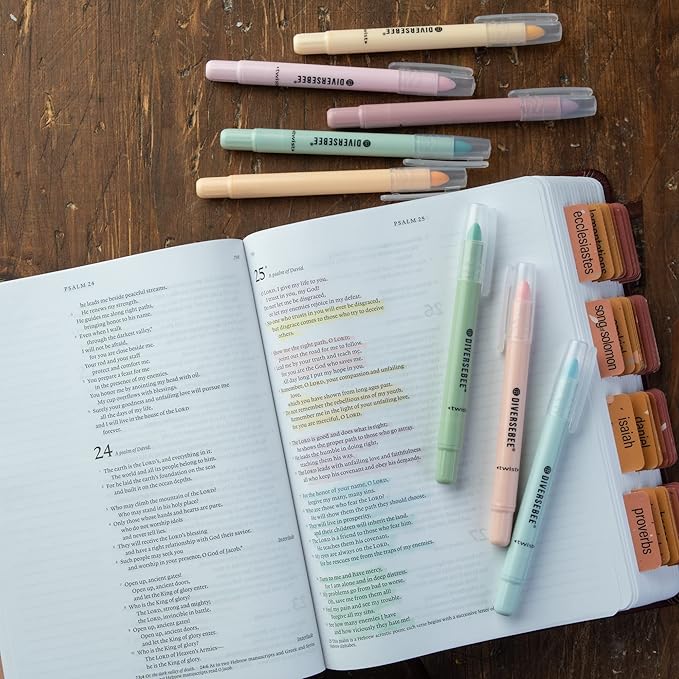 DIVERSEBEE Bible Highlighters and Pens No Bleed, 8 Pack Assorted Colors Gel Highlighters Set, Cute Bible Markers Study Journaling School Supplies and Accessories (Pastel)