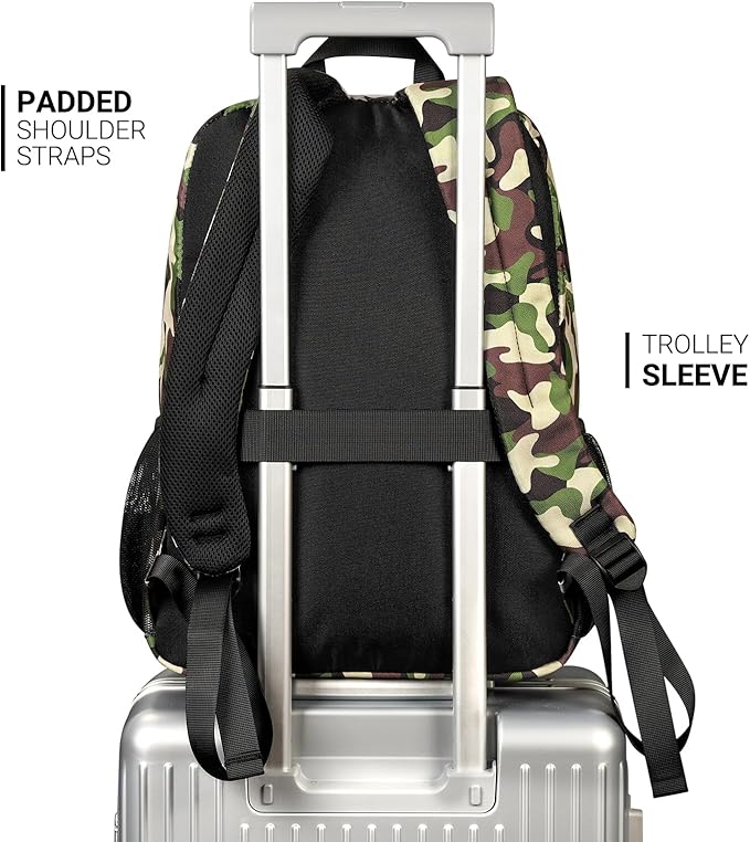 ZORFIN 26L Backpack for School, College, and Travel: Water Resistant Bookbag with 8 Compartments - Buckshot Camo