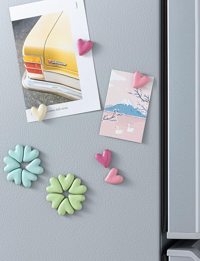 Mymazn 20Pcs Fridge Magnets Cute Refrigerator Magnet, Colorful Magnets for Whiteboard Cabinet Locker, Heart Decorative Magnets for Classroom Kitchen Office