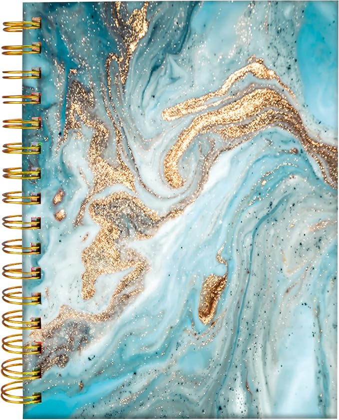iampanda Spiral Journal Notebook,Cool Strong Twin-Wire Binding with Premium Paper for Girl Women,60 Sheets A5 College Ruled Notebook/Journal,Perfect for School Office Home Gifts,Chic Gold Marble