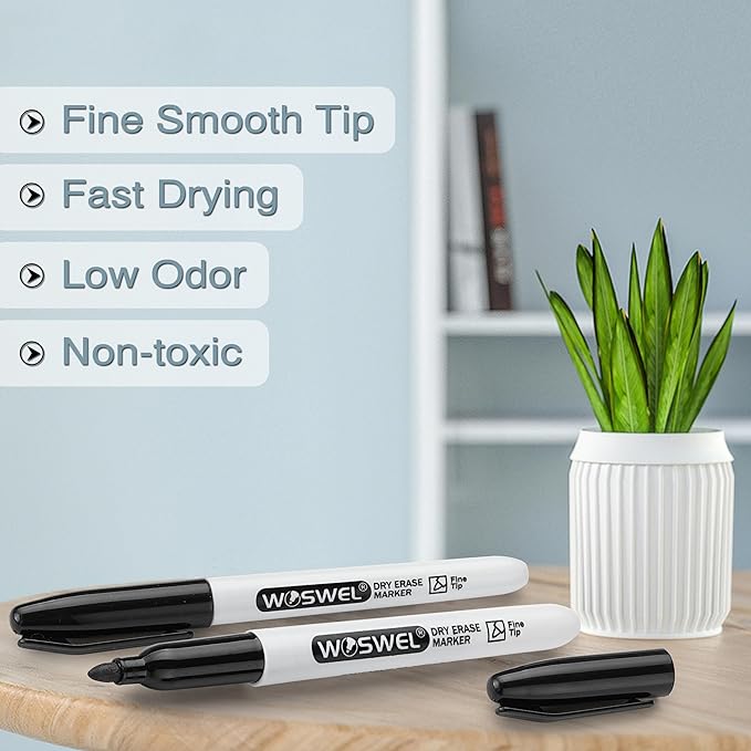 Dry Erase Markers Bulk, 72 Pack Black Fine Tip Whiteboard Markers