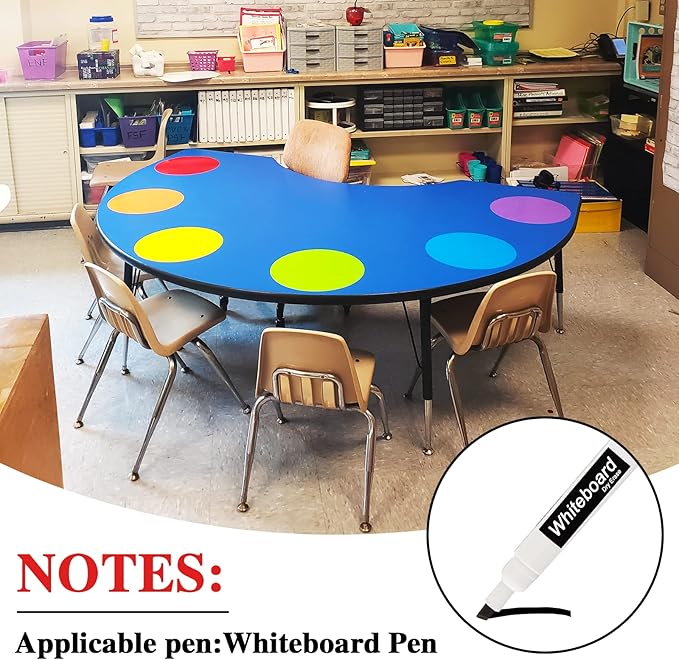 10 Pcs 11 Inch Dry Erase Dots Circles,Whiteboard Marker Removable Vinyl Stickers,Spots Wall Decals for Classroom,Drills and Training School Teaching Progress(10 Colors)