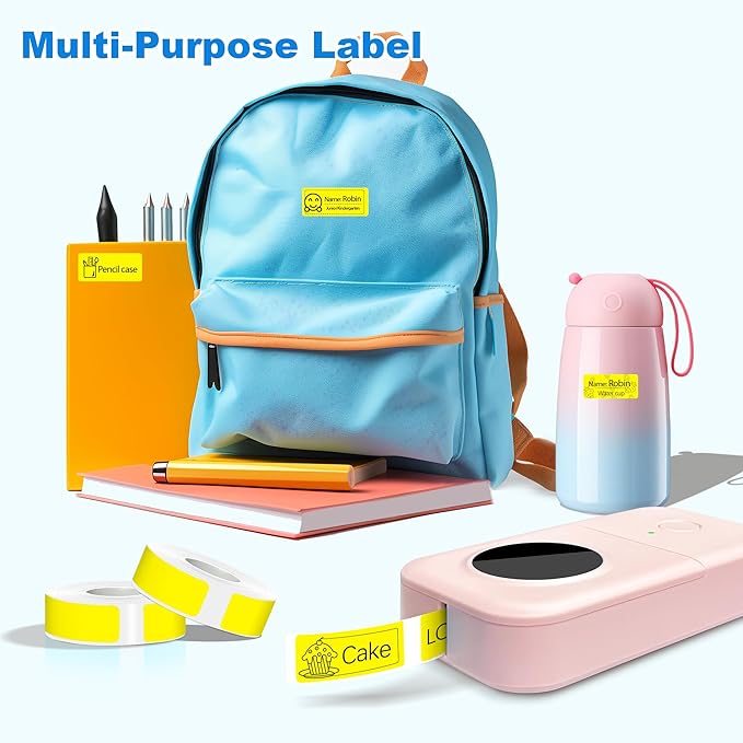PARLAIM Label Maker Tape,Thermal Label 0.55"X1.18" (14mm X 30mm) 210 Labels/Roll,Thermal Sticker Compatible with D30 Label Printer,Self-Adhesive Label Tape for for Home Office Small Business (Yellow)