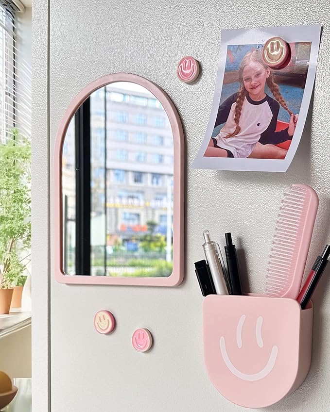 10 pcs - Locker Accessories, Locker Decorations Including Mirrors, whiteboards, Magnets and organizing Supplies. Ideal for Back-to-School Essentials and The Office (10 Pcs - Pink)