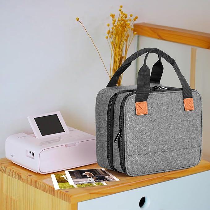 LUXJA Photo Printer Case Compatible with Canon SELPHY CP1500 / CP1300 / CP1200, Photo Printer Bag with Accessory Pockets, Gray