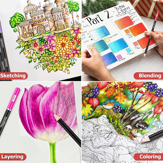 Soucolor 72-Color Colored Pencils for Adult Coloring Books, Soft Core Color Pencil Set for Kids Art Supplies, Coloring Pencils for Adult Blending Shading Drawing, Stocking Stuffers for Teen Girl Gifts