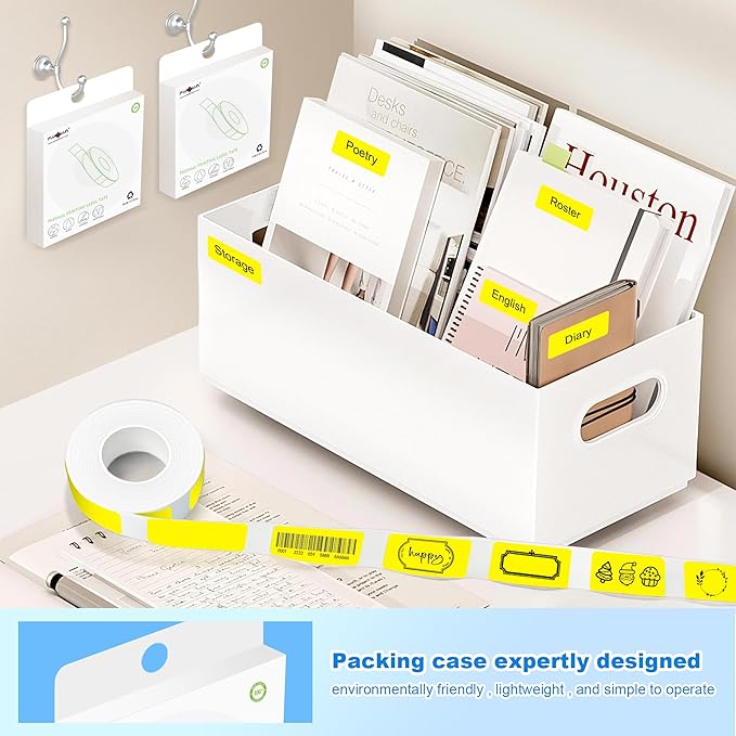 PARLAIM Label Maker Tape,Thermal Label 0.55"X1.18" (14mm X 30mm) 210 Labels/Roll,Thermal Sticker Compatible with D30 Label Printer,Self-Adhesive Label Tape for for Home Office Small Business (Yellow)