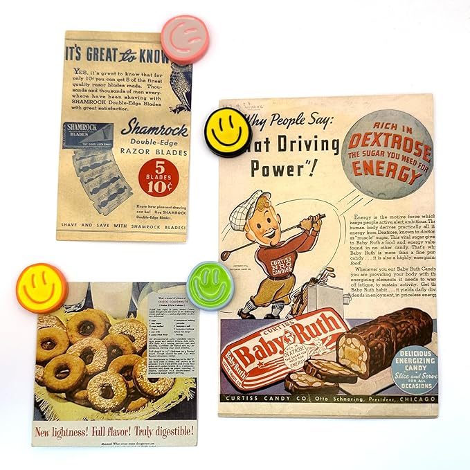 12PCS Strong Fridge Magnets, Colorful Decorative Smiling Face Refrigerator Magnets, Cute Whiteboard Magnets, for Office Classroom Cabinets and Dishwasher