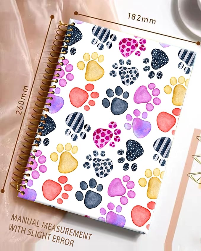 iampanda Spiral Journal Notebook,Cute Strong Twin-Wire Binding with Premium Paper for Girl Women,60 Sheets A5 College Ruled Notebook/Journal,Perfect for School Office Home Gifts,Colorful Pup Paws