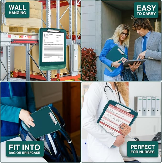 Sooez Clipboards with Storage, High Capacity Clip Boards 8.5x11 with Storage, Heavy Duty Nursing Clipboard Folder, Plastic Clipboard with Pen Holder for Women Teachers Work, School & Office Supplies