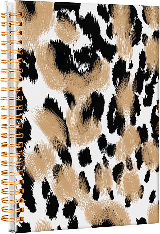 iampanda Spiral Journal Notebook,Strong Twin-Wire Binding with Premium Paper for Girl Women,Cute Animals Skin 60 Sheets A5 College Ruled Notebook/Journal,Perfect for School Office Home Gifts,Leopard
