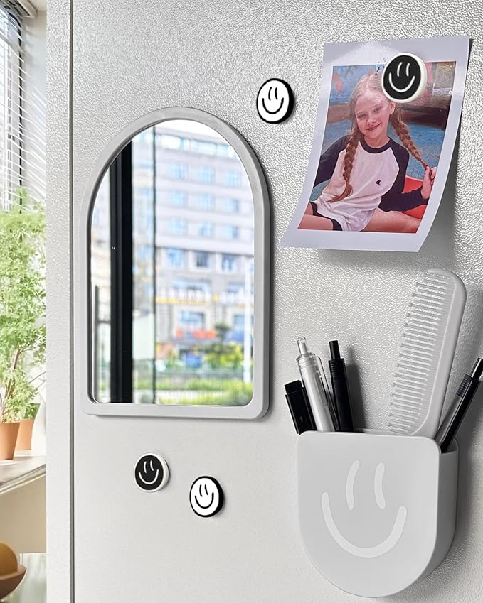KEYDUACU 10 pcs - Locker Accessories, Locker Decorations including mirrors, whiteboards, magnets and organizing supplies. Ideal for back-to-school essentials and the office (11 Pcs-Light Gray)