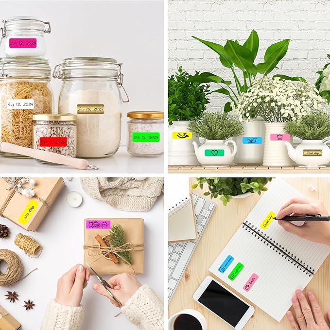 Thermal Label Tape 0.55"x1.57"(14x40mm) 12 Rolls,1920Pcs,Waterproof,Oil-Proof,Strong Adhesive Thermal Labels,Compatible with D30 Portable Thermal Printer,for Home,Office,Storage,10 Colors.