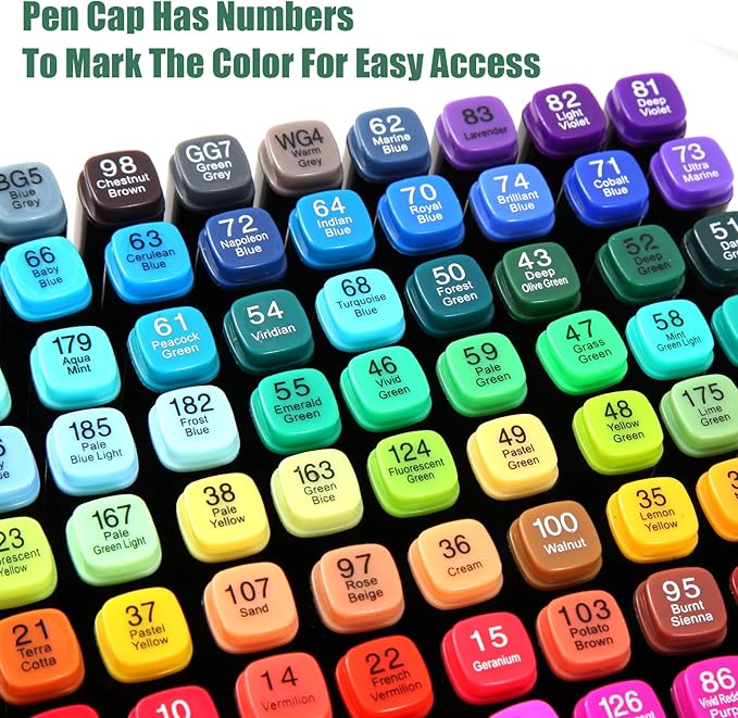 120 Colors Alcohol Markers Set, Dual Tips Blender Art Markers for Drawing Sketching Coloring Artist Pens and Underlining, Professional Permanent Sketch Marker for Kids Adult Coloring
