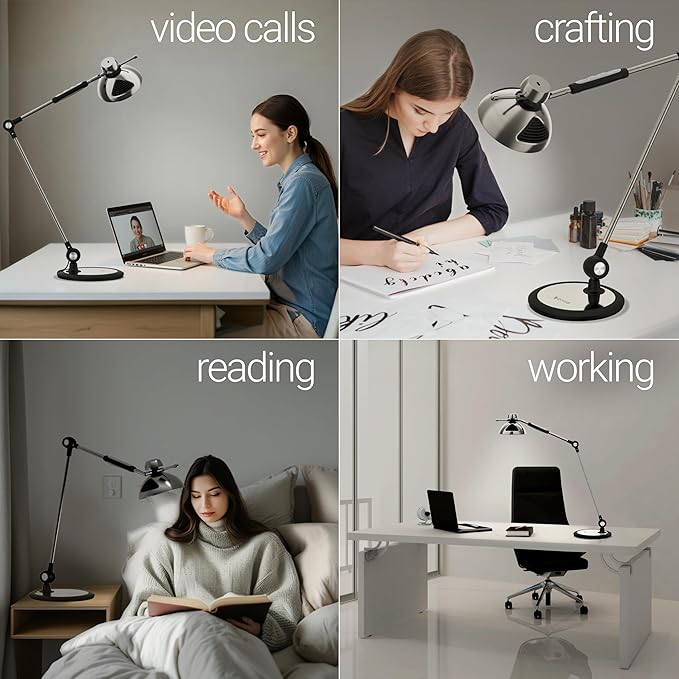 OTUS LED Desk Lamp Gesture Control | Desk Lamps for Home Office 3 Color Modes, 12 Brightness Levels, Memory | Adjustable Tall Office Lamp | Eye-Friendly Task Desktop Light for Reading, Working, Crafts