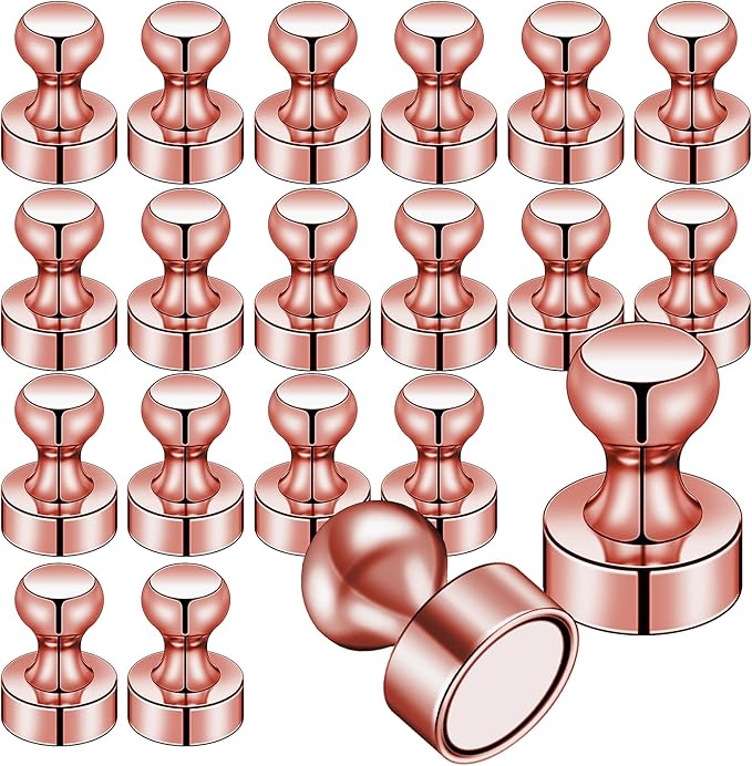 LOVIMAG 20 PCS Refrigerator Magnets, Rose Gold Fridge Magnets Strong Magnet for Whiteboard, Small Neodymium Magnet Ideal for Push Pin Magnetic, Office, Classroom, Map