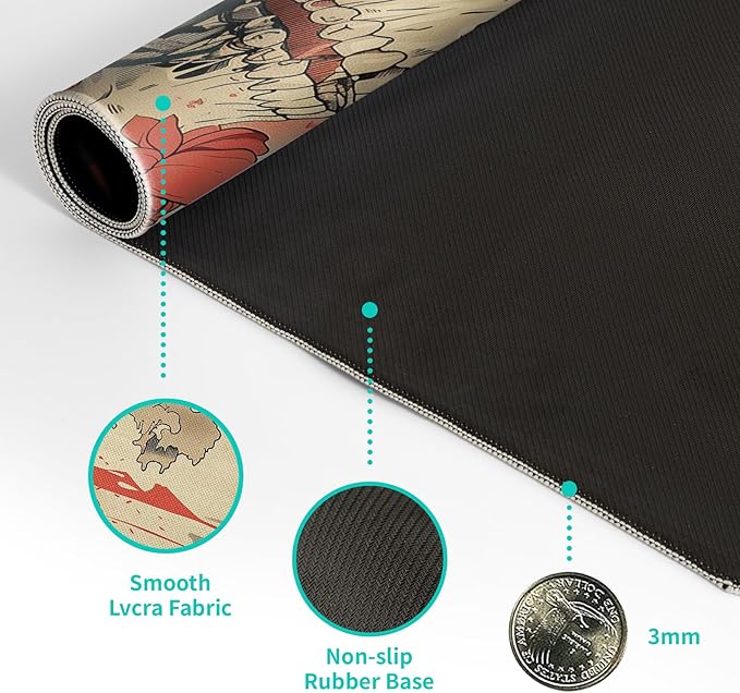 Japanese Ukiyo-e XL Anime Big Mouse Pads Large Skull Gaming Mouse Pad for Men Desk Pad with Stitched Edges Non-Slip Large Computer Mat, 31.5x11.8 in