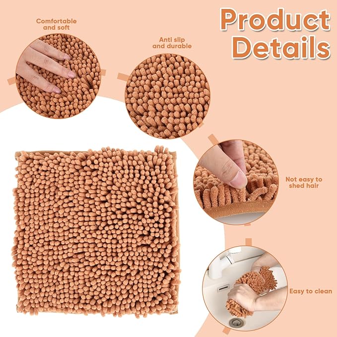 Locker Rug School Rugs Carpet Chenille 100% Microfiber Locker Carpet with Non Skid Backing Locker Decorations (Camel, 10 * 10)