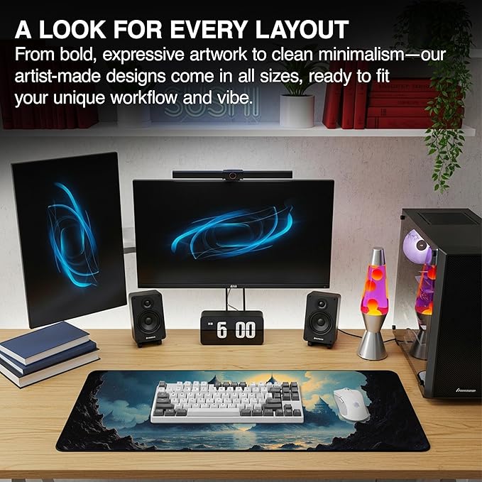 MPCO. Dark Fantasy Large Gaming Desk Pad - 36" x 17" Duraglyde Fabric Echoes of the Deep Desk Mats - Non-slip, Washable, Smooth Glide for Precision Gaming & Work