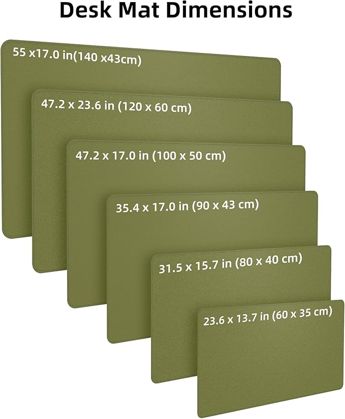 Desk Pad Mat 23.6"x13.7" - Waterproof Mouse Pad & Desk Protector, Non-Slip PU Leather for Gaming Keyboard/Mouse, Stitched Edge XL Office Desk Pad with Ergonomic Support(Green)