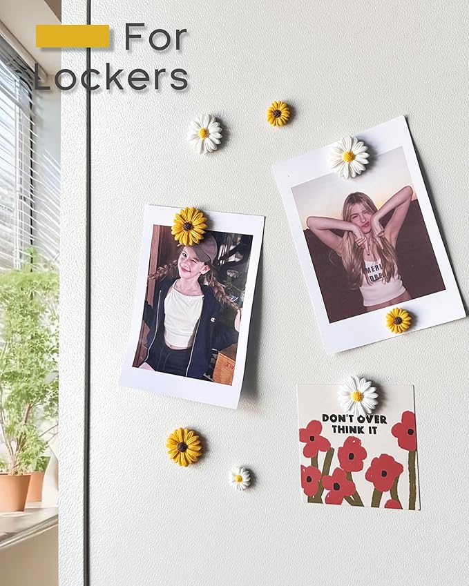 16 pcs -Cute Daisy Magnet, Small Flower Magnet for Fridge and Locker, Whiteboard, and Decoration (16 pcs - Daisy)
