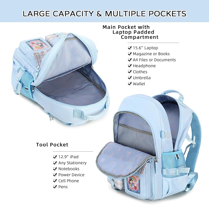 Hey Yoo Cute Backpack for School Backpack for Girls Backpack with Lunch Box Bookbag Set Kids Backpacks for Teen Girls
