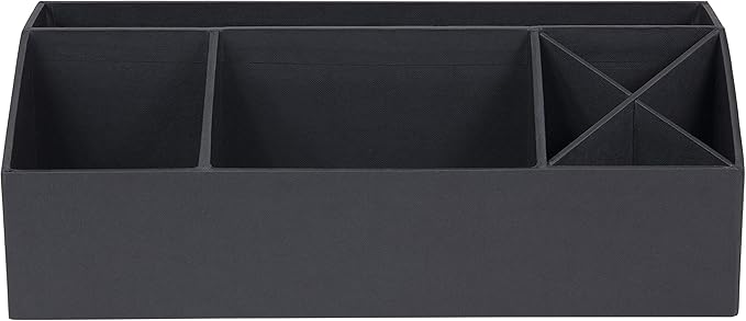 Bigso Elisa Desktop Organizer - Durable Office Desk Organizer with 7 Compartments for Office Supplies and Accessories - 13.1 in x 4.9 in x 4.9 in - Dark Gray