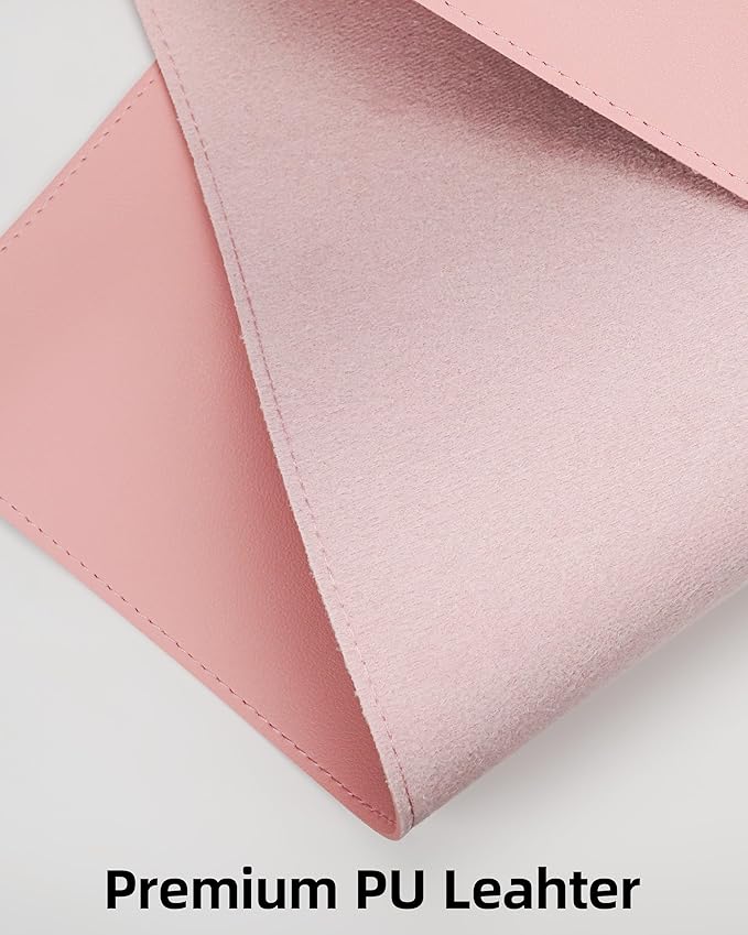 Desk Pad Mat 23.6"x13.7" - Waterproof Mouse Pad & Desk Protector, Non-Slip PU Leather for Gaming Keyboard/Mouse, Stitched Edge XL Office Desk Pad with Ergonomic Support(Pink)