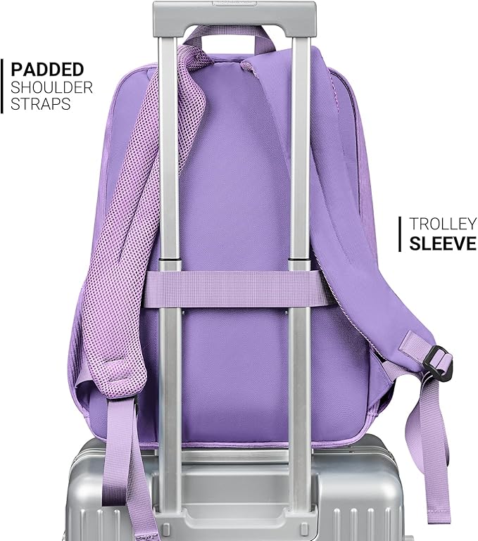 ZORFIN 26L Backpack for School, College, and Travel: Corduroy Bookbag with 8 Compartments - Deep Purple