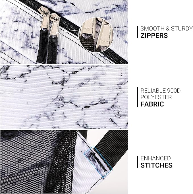 ZORFIN 26L Backpack for School, College, and Travel: Water Resistant Bookbag with 8 Compartments - Marble