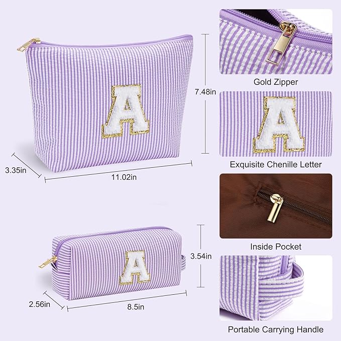 YOOLIFE Bridesmaid Gifts for Wedding Day, Bridesmaid Gifts | Bridesmaid Proposal Gifts Unique Gifts | Preppy Makeup Bag 30th Birthday Gifts for Her | Makeup Organizer Bag Preppy Stuff C- Purple