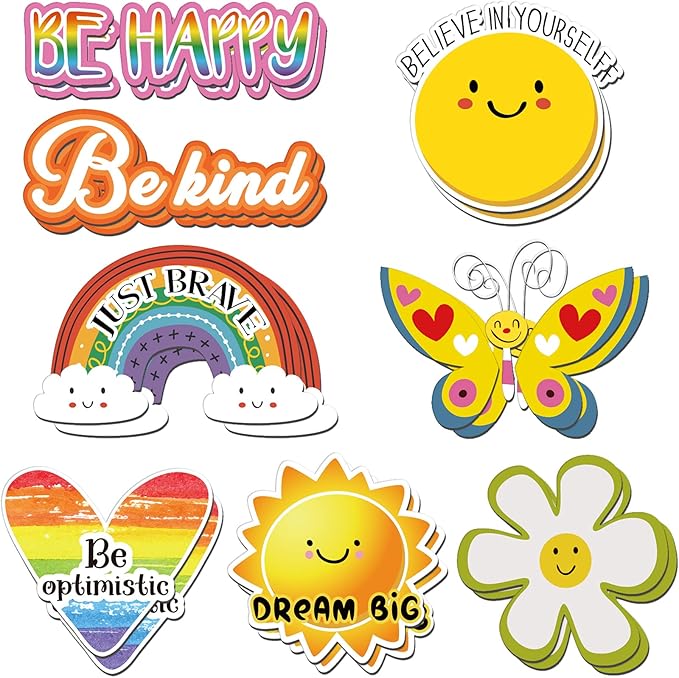 Frienda 16 Pieces Locker Magnets for Girls Cute Inspirational Magnets for Whiteboard Motivational Fridge Positivity Quote Car Sticker Waterproof Locker Classroom Home(Cute Style)