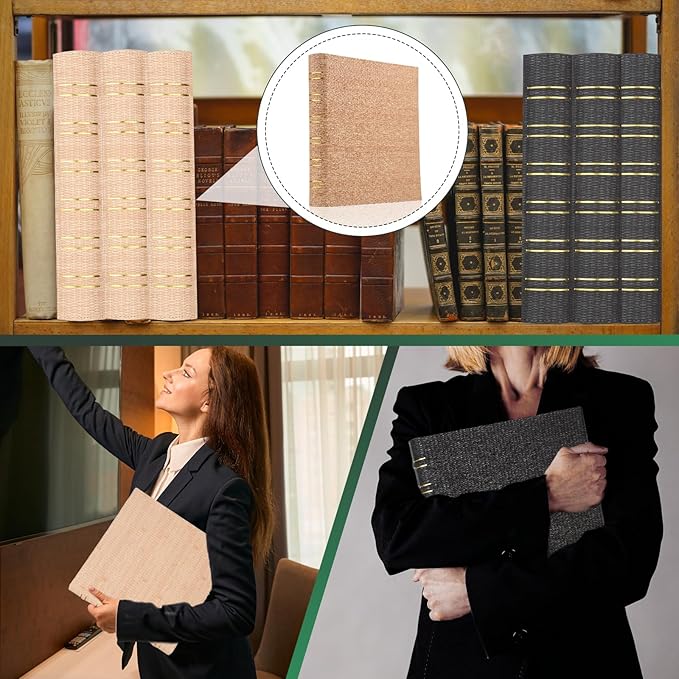 Vintage Hardback 3 Ring Binder 1 Inch, Professional Leather Binder 3 Ring, Textured Three Ring Binders Fits 8.5" x 11", D Ring Binders for Photo Album, Home, School and Office Supplies- Black
