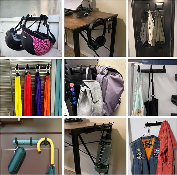 ULIBERMAGNET Magnetic Coat Hooks,Heavy Duty Magnetic Rack,Strong Rubber Magnetic Hanger for Refrigerator,Metal Cabinet,Door,Hanging Coat, Towel, Bag, Scarf, Helmet(Matte Black/3 Hooks)