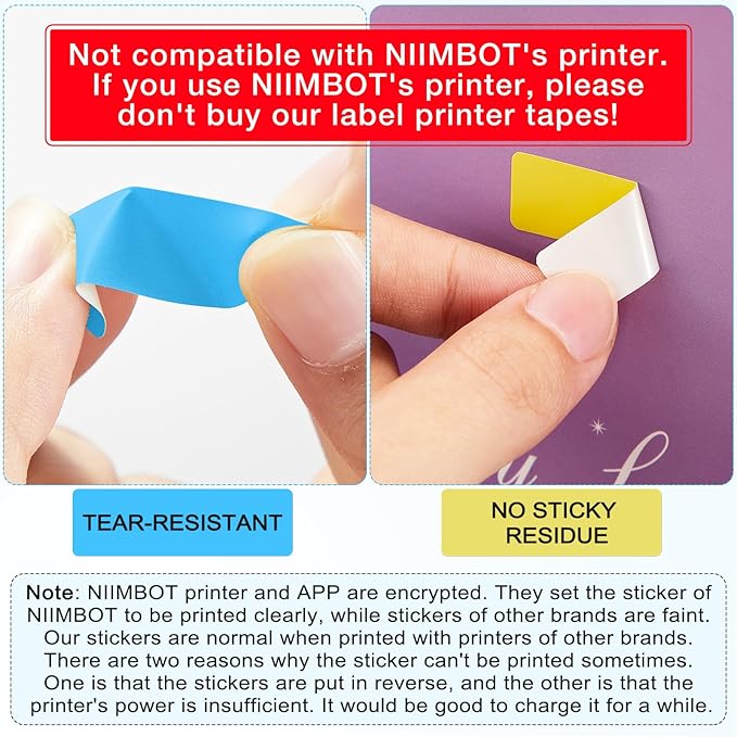 1600 Pcs Label Tapes 12 x 40 mm Laminated Stickers Replacement Compatible with D30 Portable Thermal Label Paper Printer Tapes Refill for Office 160 Pcs/roll(Soft Color)