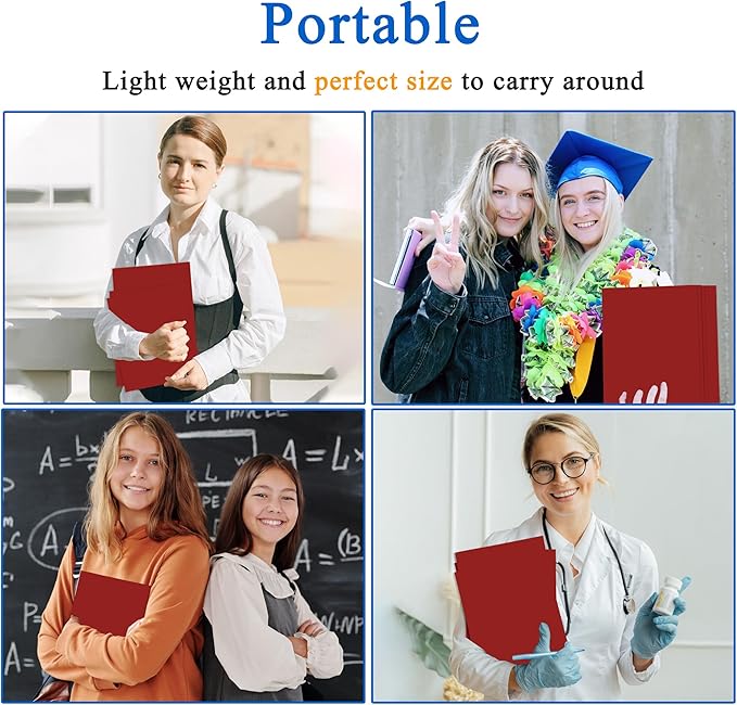 Zzrywuty 50 Packs Paper Folders with Pockets for Students,Businessmen and Office Workers,Letter Size,Two Pocket Folders with Card Slot for Office,Business, School Supplies (Red)