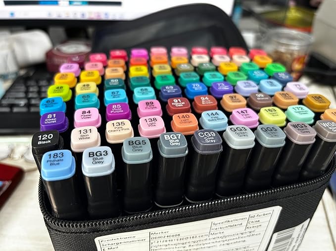 80 Colors Alcohol Markers Set, Dual Tips Blender Art Markers for Drawing Sketching Coloring Artist Pens and Underlining, Professional Permanent Sketch Marker for Kids Adult Coloring