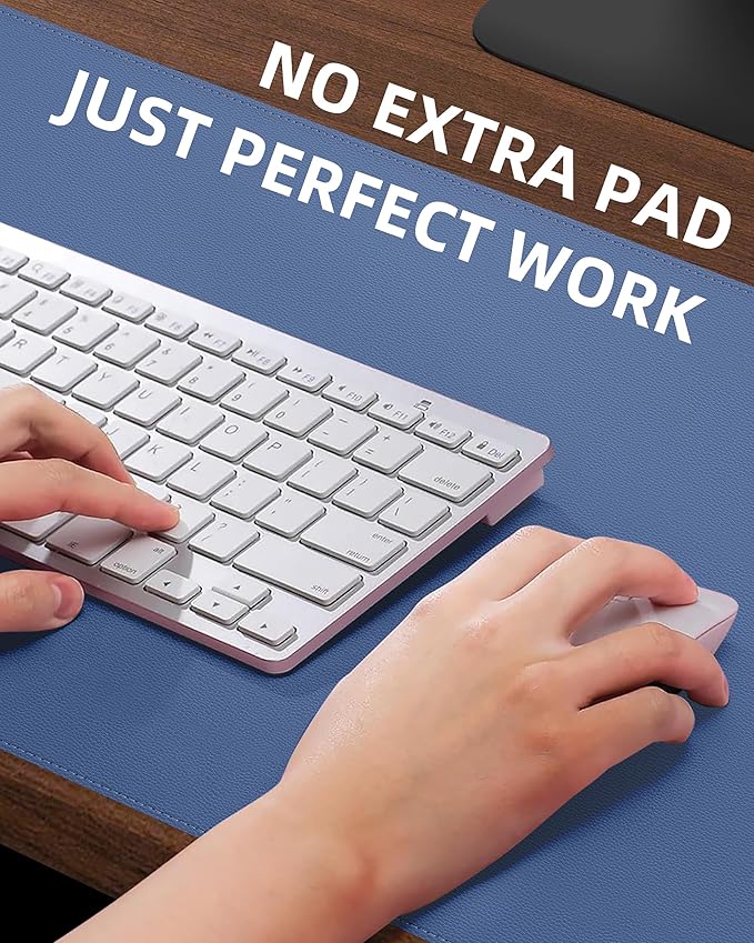 Desk Pad Mat - Leather Desk Pad Protector for Office and Home - Desk Organization and Accessories - Ideal for Large Mouse Pad and Desk Mats on Top of Desks(Grey Blue,31.5" x 15.7")