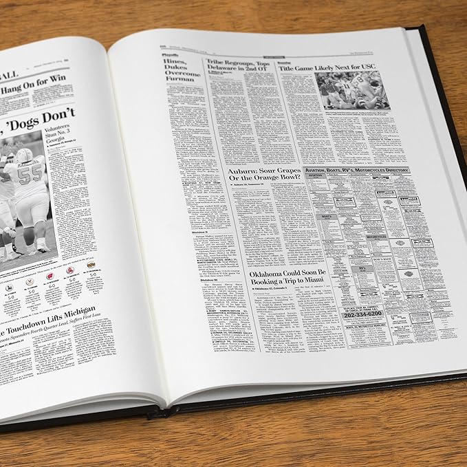 Signature gifts Personalized College Football Newspaper History Book, A3 Large Deluxe Hardcover - College Football Fan, Alumni, Students Keepsake Gift