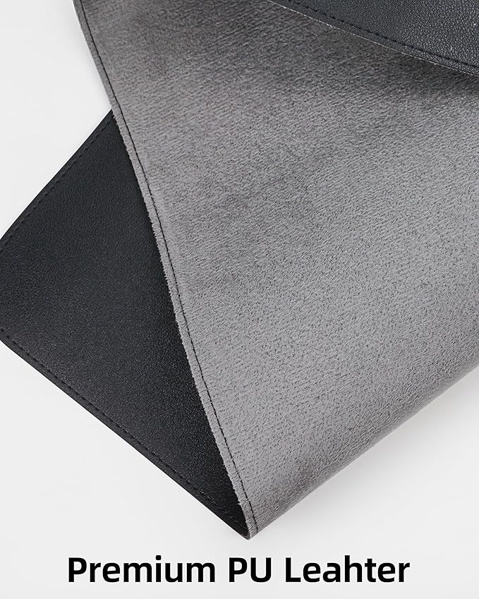 Extra Large Desk Pad Mat - Waterproof Mouse Pad & Desk Protector, Non-Slip XXL PU Leather Gaming Mat for Keyboard/Mouse, Stitched Edge with Ergonomic Support, 47.2"x23.6" (Black)