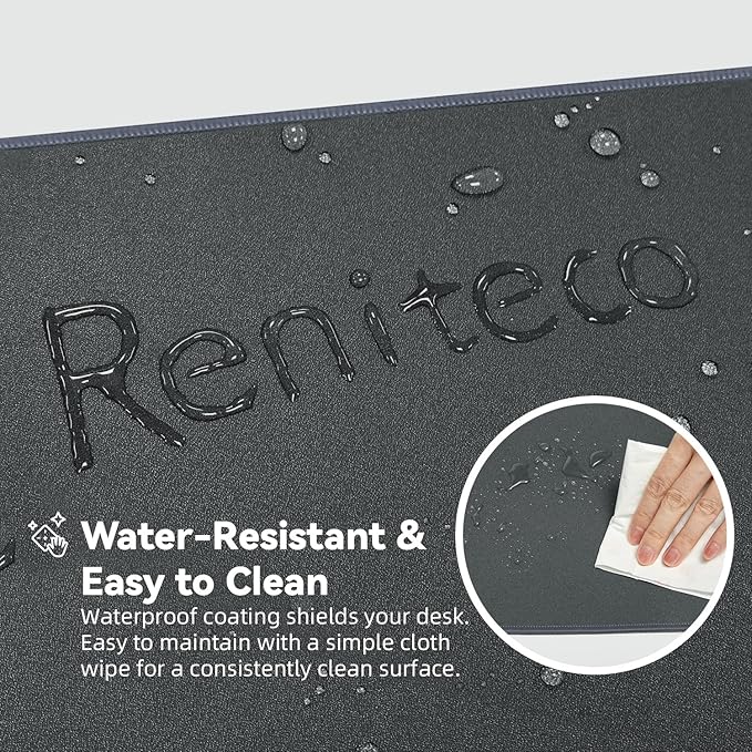 Waterproof Large Gaming Mouse Pad with Durable Stitched Edges, Non-Slip Rubber Base, Smooth Surface Mouse Mat Desk Pad for Home Office Gaming, 35.4"x15.7"x0.12", Dark Gray