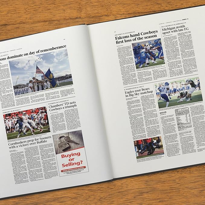 Signature gifts Personalized College Football Newspaper History Book, A3 Large Deluxe Hardcover - College Football Fan, Alumni, Students Keepsake Gift
