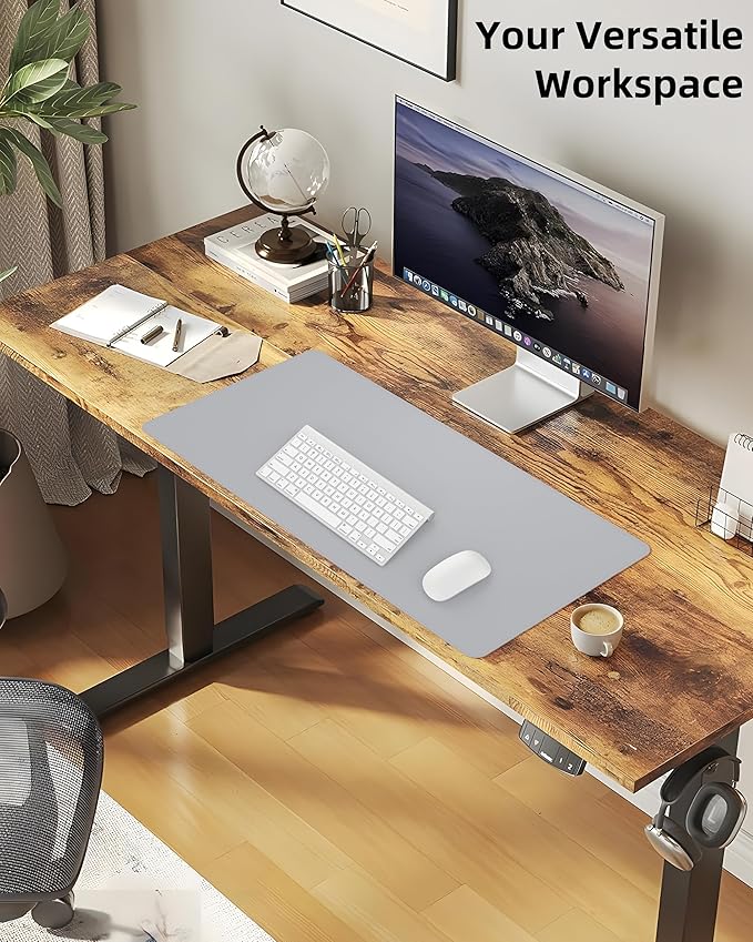 Desk Pad Mat - Leather Desk Pad Protector for Office and Home - Desk Organization and Accessories - Ideal for Large Mouse Pad and Desk Mats on Top of Desks(Light Grey,35.4" x 17")