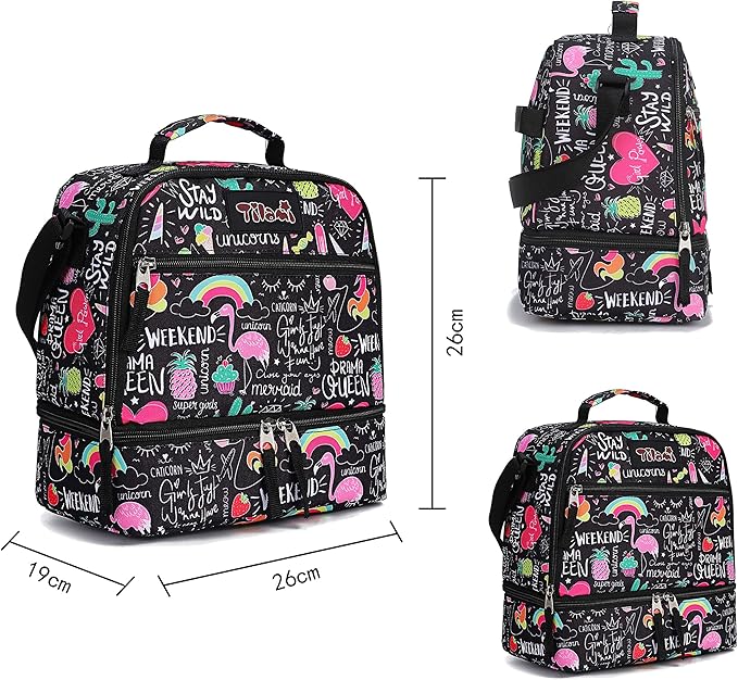 Tilami Rolling Backpack 19 inch with Lunch Bag Wheeled Laptop Backpack, Ins