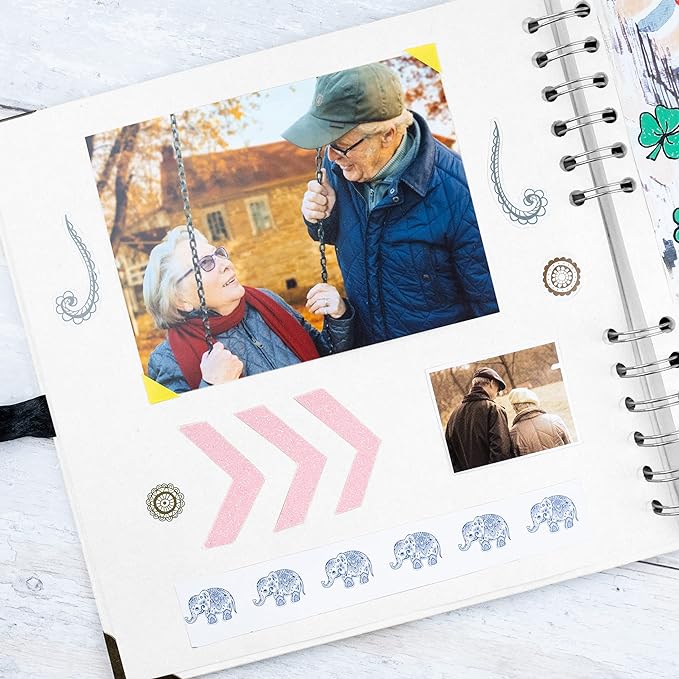Bstorify Square Scrapbook Photo Albums 60 Pages (8 x 8 Inch) White Thick Paper, Hardcover, Metal Corners, Ribbon Closure - Ideal for Your Scrapbooking Albums, Art & Craft Projects (8 x 8 Inch, White)