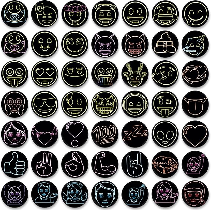 MORCART 54Pcs Emoji Refrigerator Magnets Fridge Magnets for Locker Whiteboard - Neon Magnets Funny Magnets for School Home Kitchen Office Gift for Family and Friend EM-026