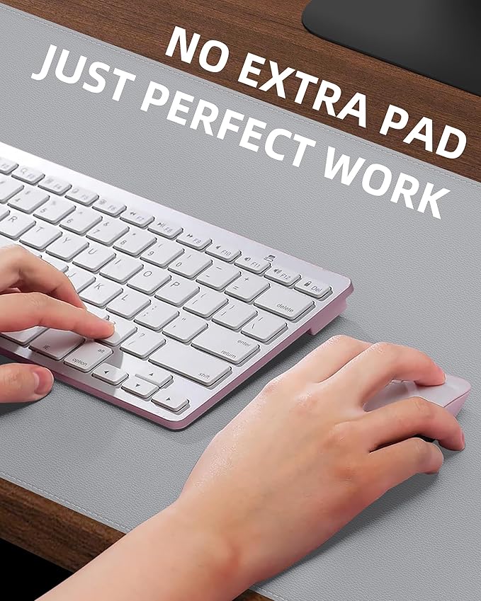 Desk Pad Mat - Leather Desk Pad Protector for Office and Home - Desk Organization and Accessories - Ideal for Large Mouse Pad and Desk Mats on Top of Desks(Light Grey,35.4" x 17")