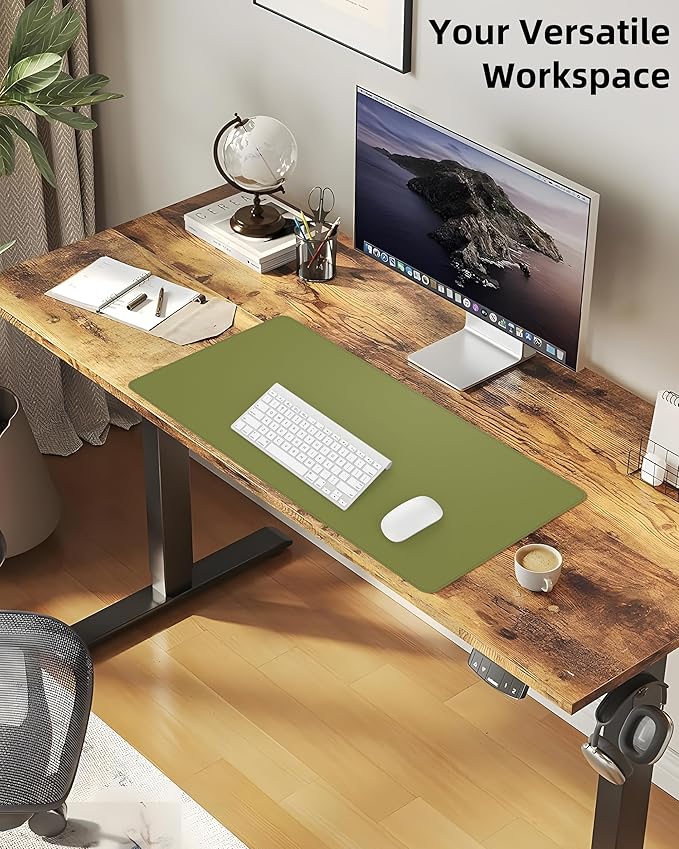 Desk Pad Mat 23.6"x13.7" - Waterproof Mouse Pad & Desk Protector, Non-Slip PU Leather for Gaming Keyboard/Mouse, Stitched Edge XL Office Desk Pad with Ergonomic Support(Green)