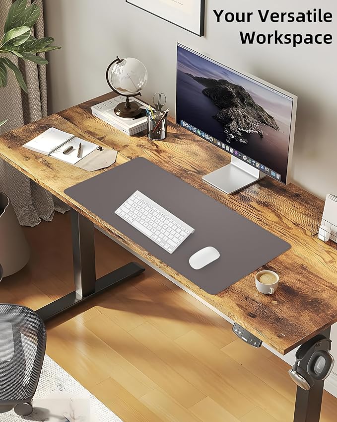 Large Desk Pad Mat - Waterproof Mouse Pad & Desk Protector, Non-Slip XL PU Leather Gaming Mat for Keyboard/Mouse, Stitched Edge with Ergonomic Support, 47"x17" (Dark Grey)